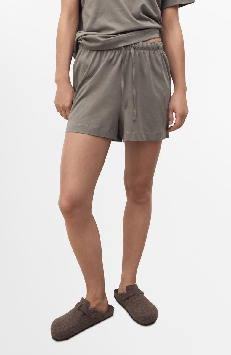 MANGO Short Cotton Pajamas, Alternate, color, Taupe