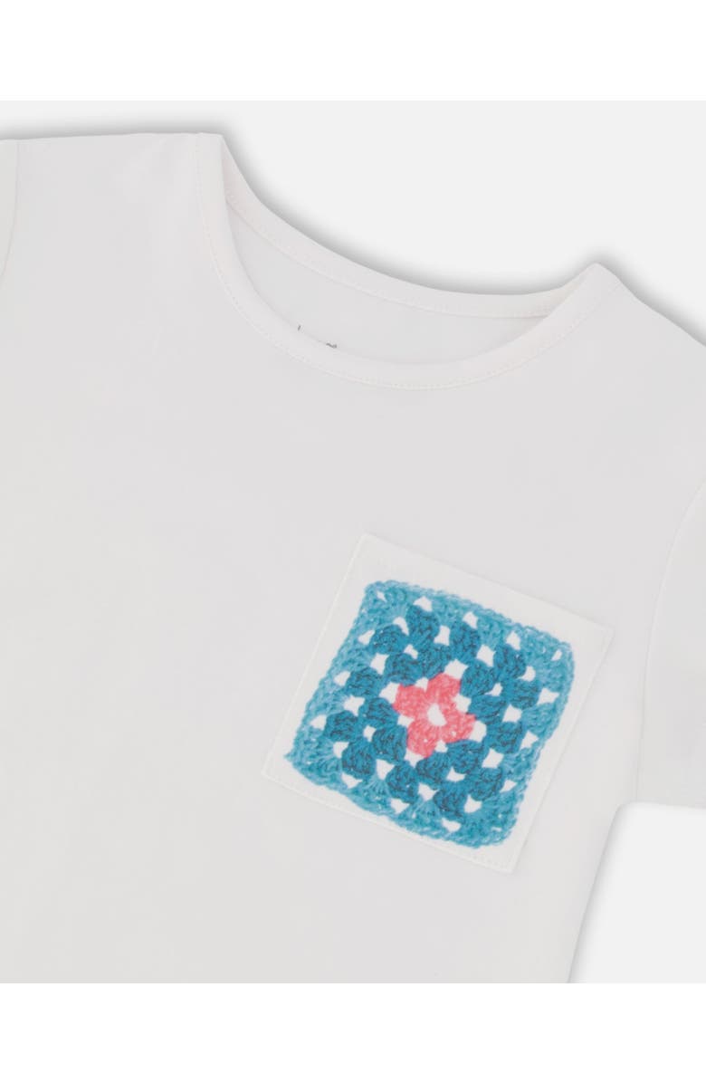 Deux par Deux Little Girl's Organic Cotton Tee With Print White, Alternate, color, 