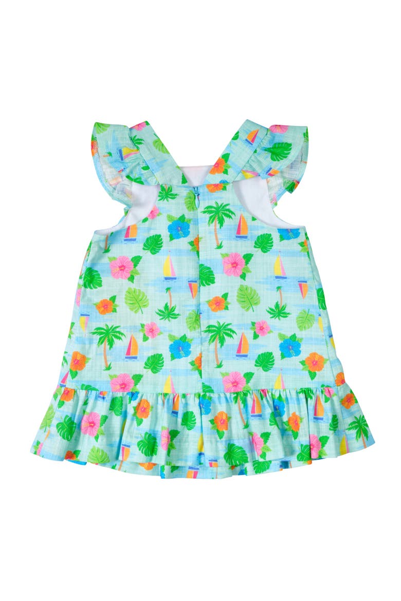 Printed Linen-Look Dress With Flower, Alternate, color, Blue/White