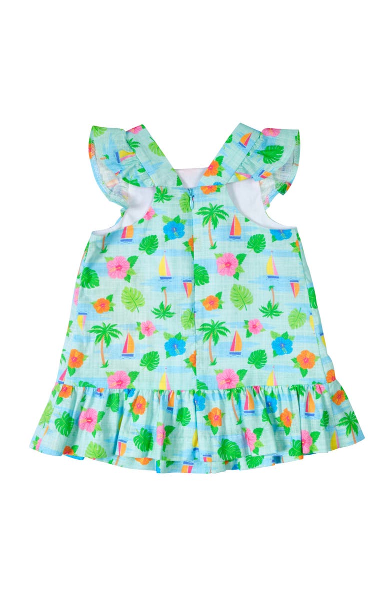 Florence Eiseman Printed Linen-Look Dress With Flower, Alternate, color, Blue/White