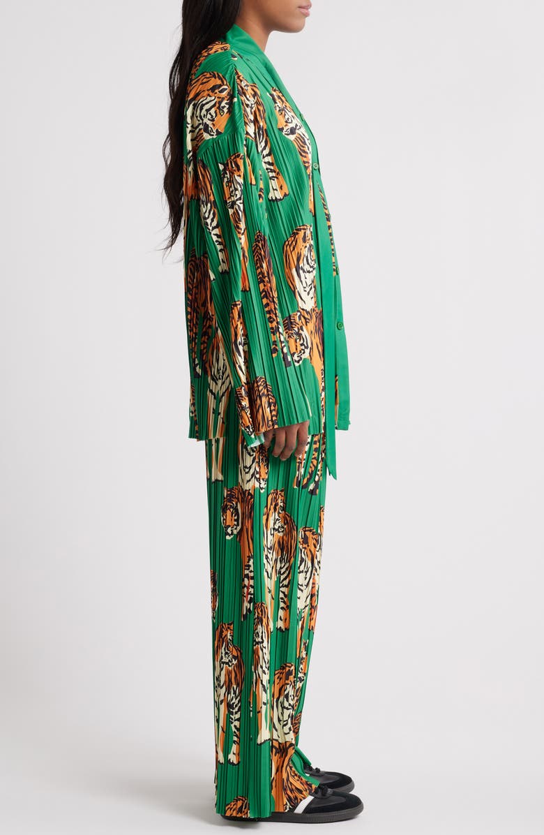 Dressed in Lala The Show Must Go On Pleated Shirt & Pants Set, Alternate, color, Tiger Tales Green