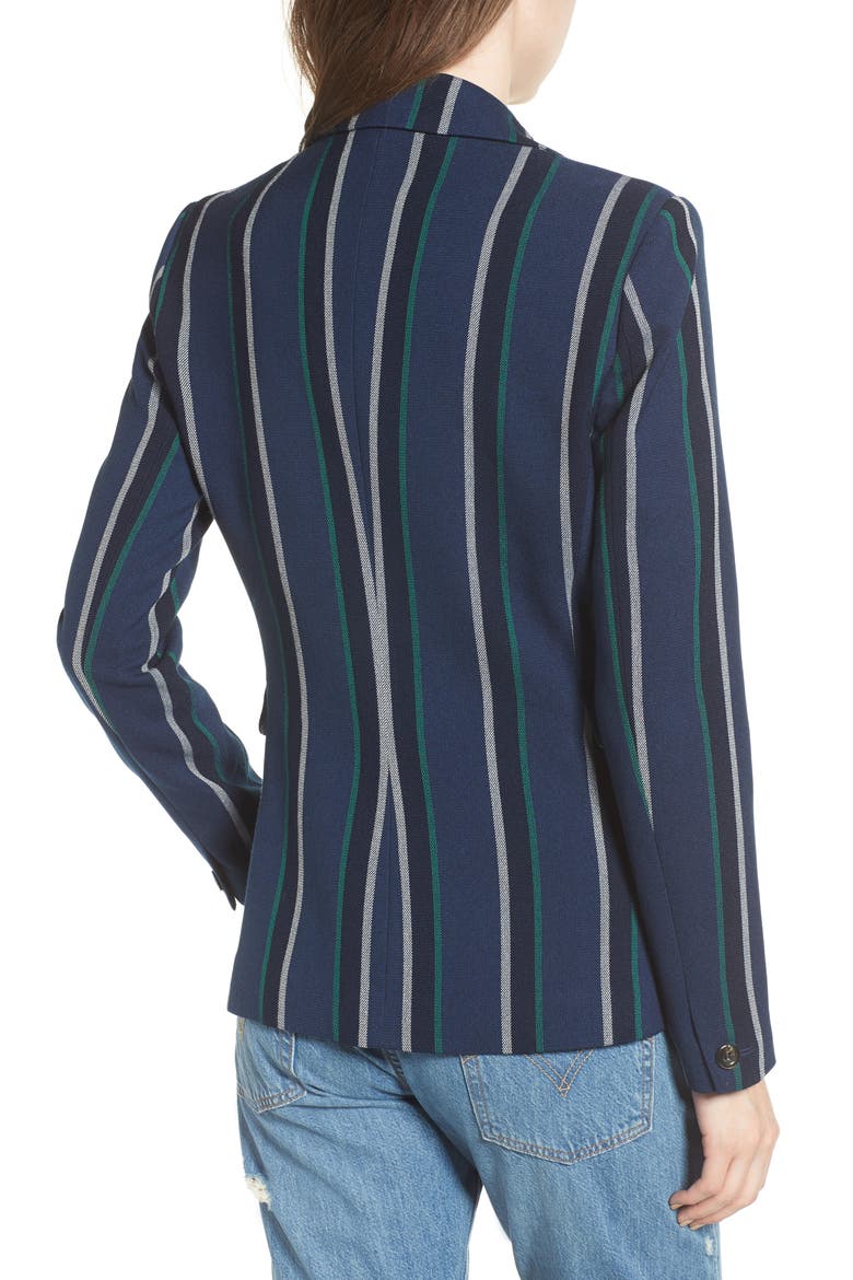 Stripe Blazer, Alternate, color, NAVY SEAFOAM