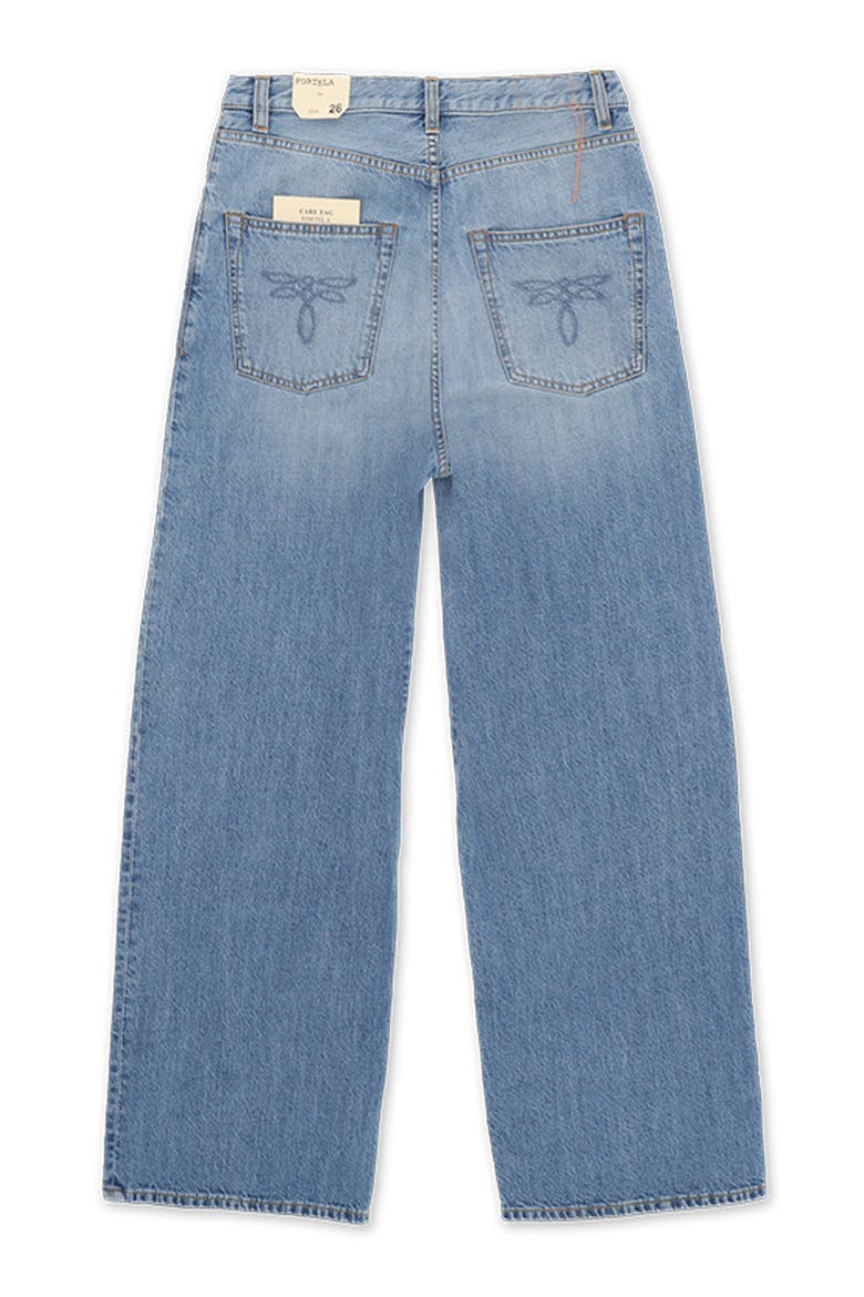 Jaron Wide-Leg Bleach Wash Denim Trousers, Alternate, color, D370