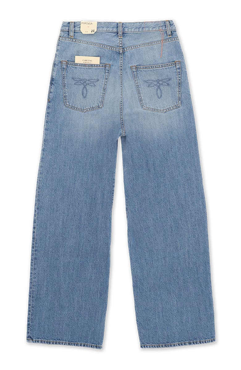 Fortela Jaron Wide-Leg Bleach Wash Denim Trousers, Alternate, color, D370