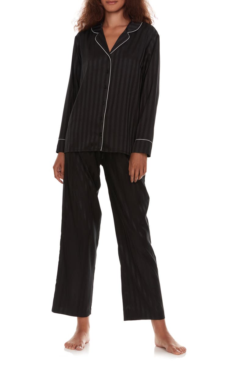 Flora Nikrooz Angela Shadow Stripe Long Sleeve Top & Pants Pajamas, Main, color, 