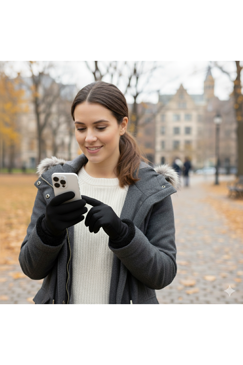 Women's Softshell Touchscreen Gloves, Alternate, color, Black