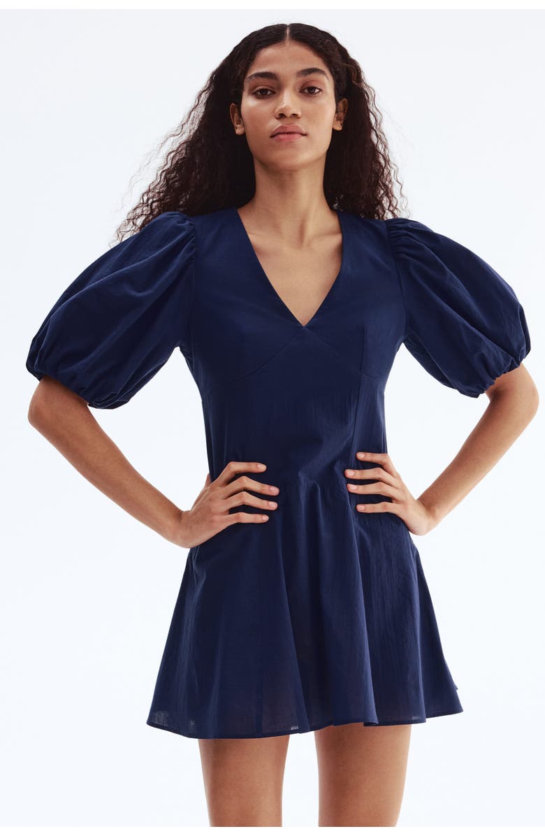 H&M Balloon-sleeved cotton dress, Alternate, color, 