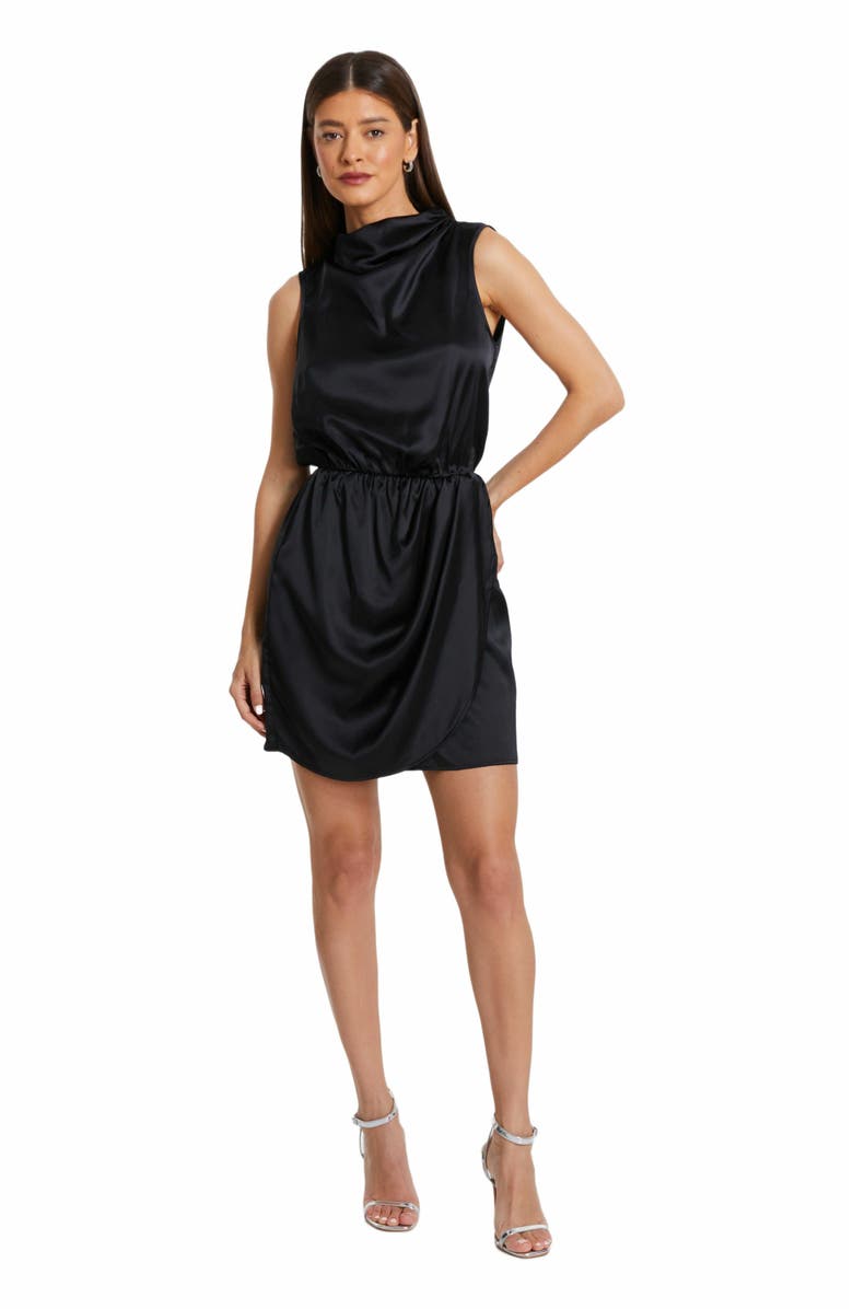 QUIZ Sleeveless Ruched Satin Mini Dress, Main, color, 