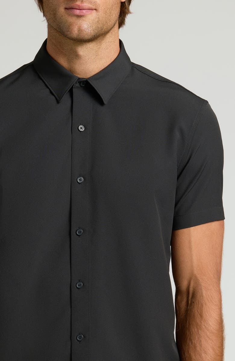 True Classic Slim Fit 4-Way Performance Stretch Short Sleeve Button-Up Shirt, Alternate, color, Black