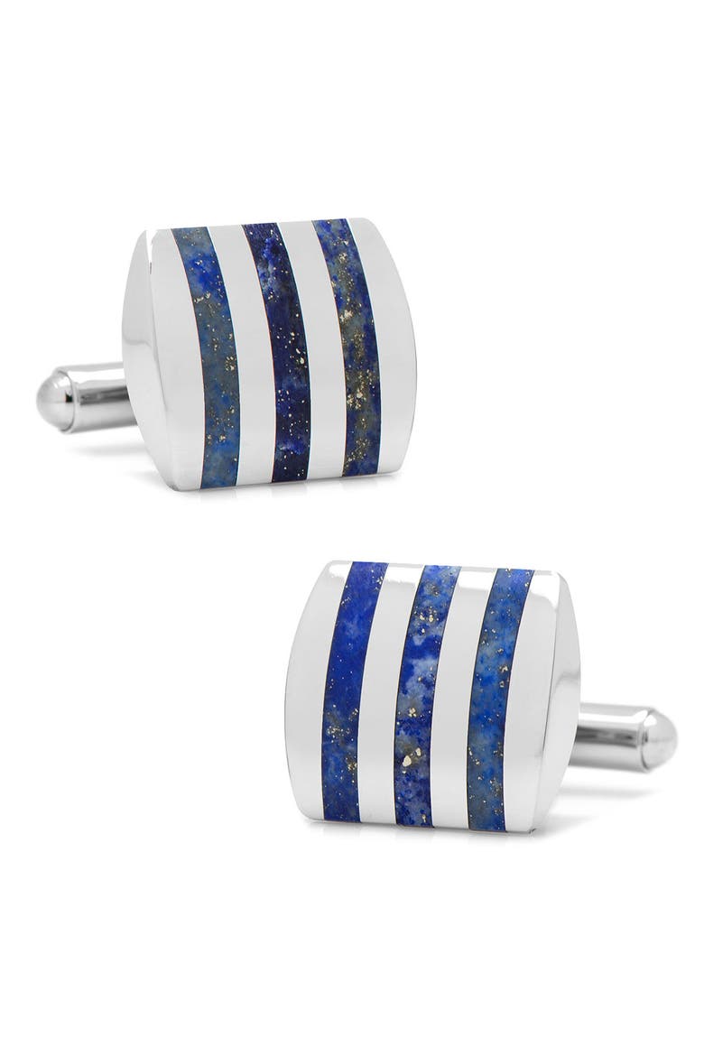 Inlay Stripe Cuff Links, Main, color, LAPIS