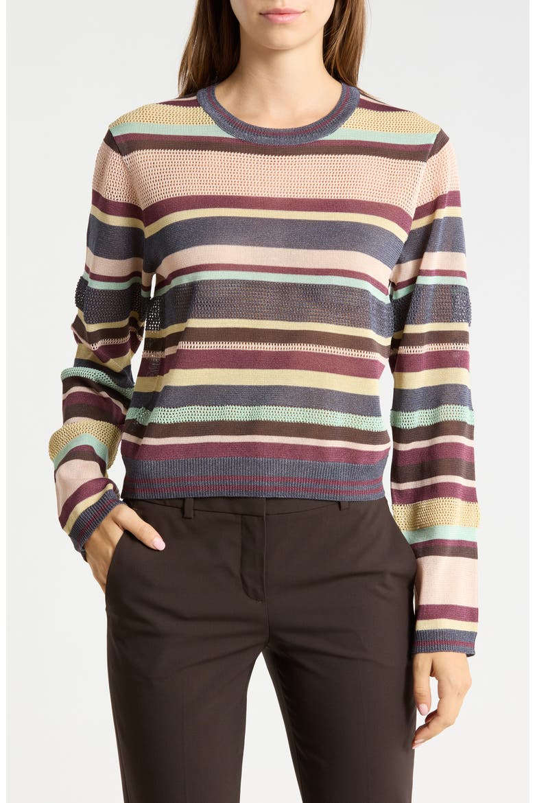 Floral Jacquard Crewneck Sweater, Main, color, CHARCOAL GREY HEATHE