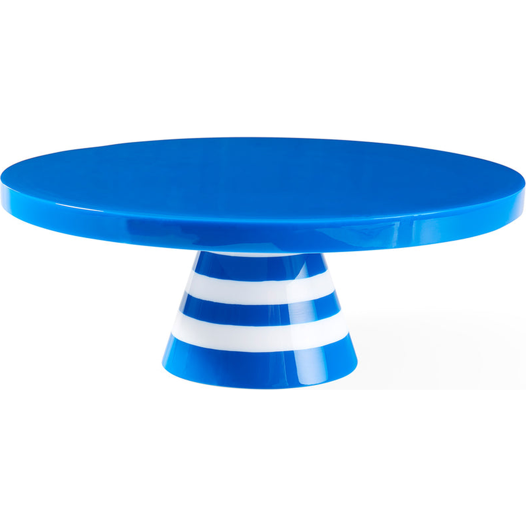 Jonathan Adler Cabana Cake Stand In Blue/white Striped