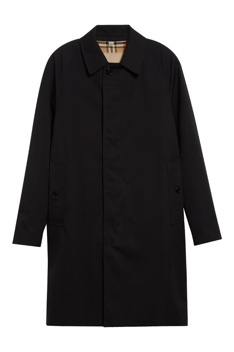 Camden Water Resistant Cotton Gabardine Car Coat, Main, color, BLACK