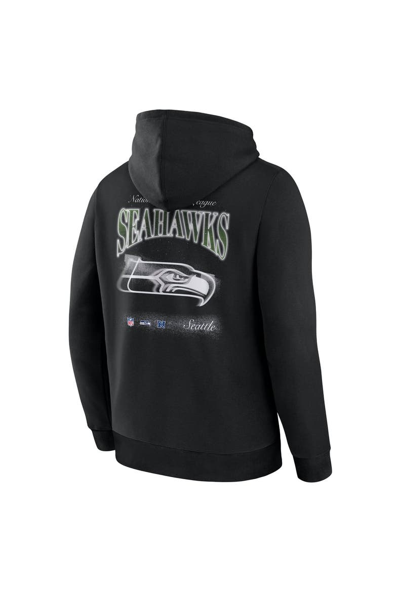 Men's Fanatics Black Seattle Seahawks Nightfall Long Sleeve Fleece Hoodie, Alternate, color, Black