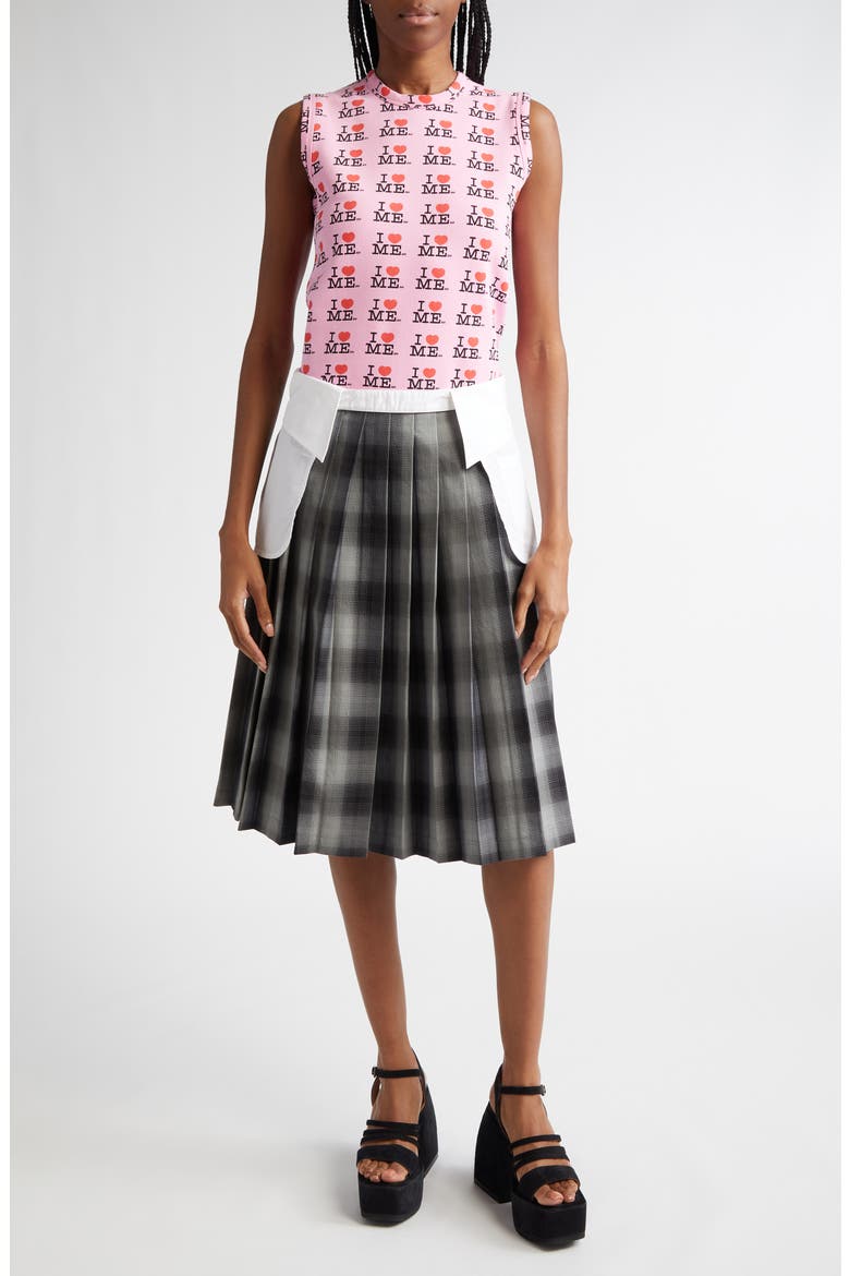 Pleated Check Midi Skirt, Alternate, color, CHECK