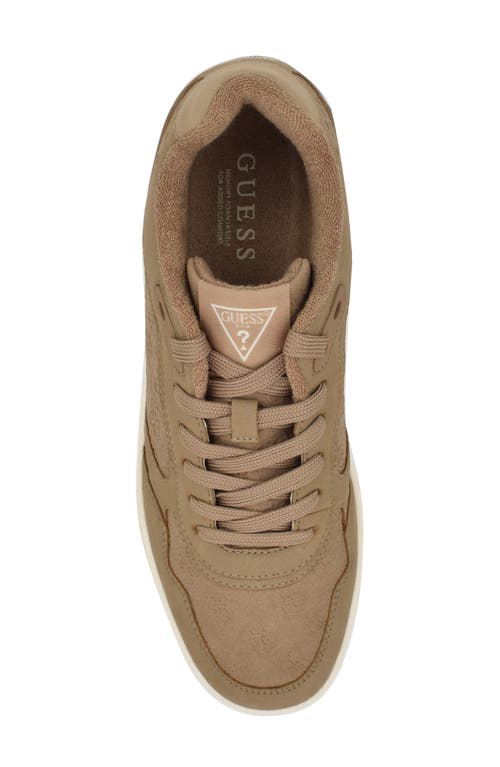 Guess Nanon Sneaker In Taupe Logo Multi