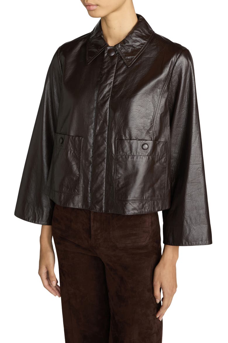 Paper Leather Jacket, Alternate, color, CHESTNUT