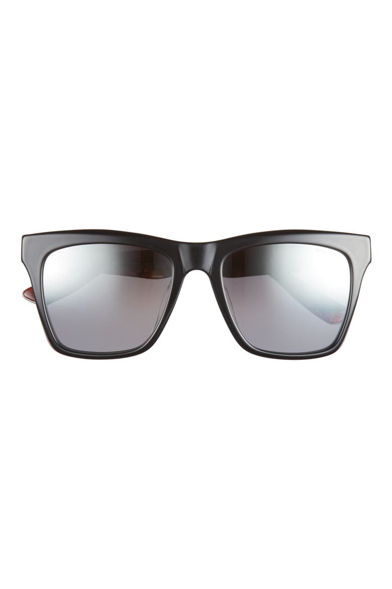 55mm Polarized Rectangle Sunglasses, Main, color, BLACK BLACK SILVER