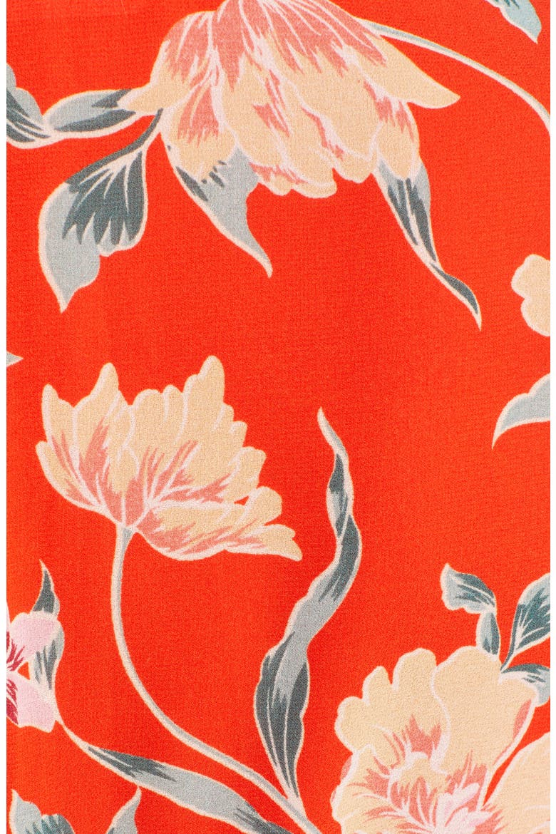 the Label Floral Pleated Sleeve Wrap Blouse, Alternate, color, RED/ PEACH FLORAL