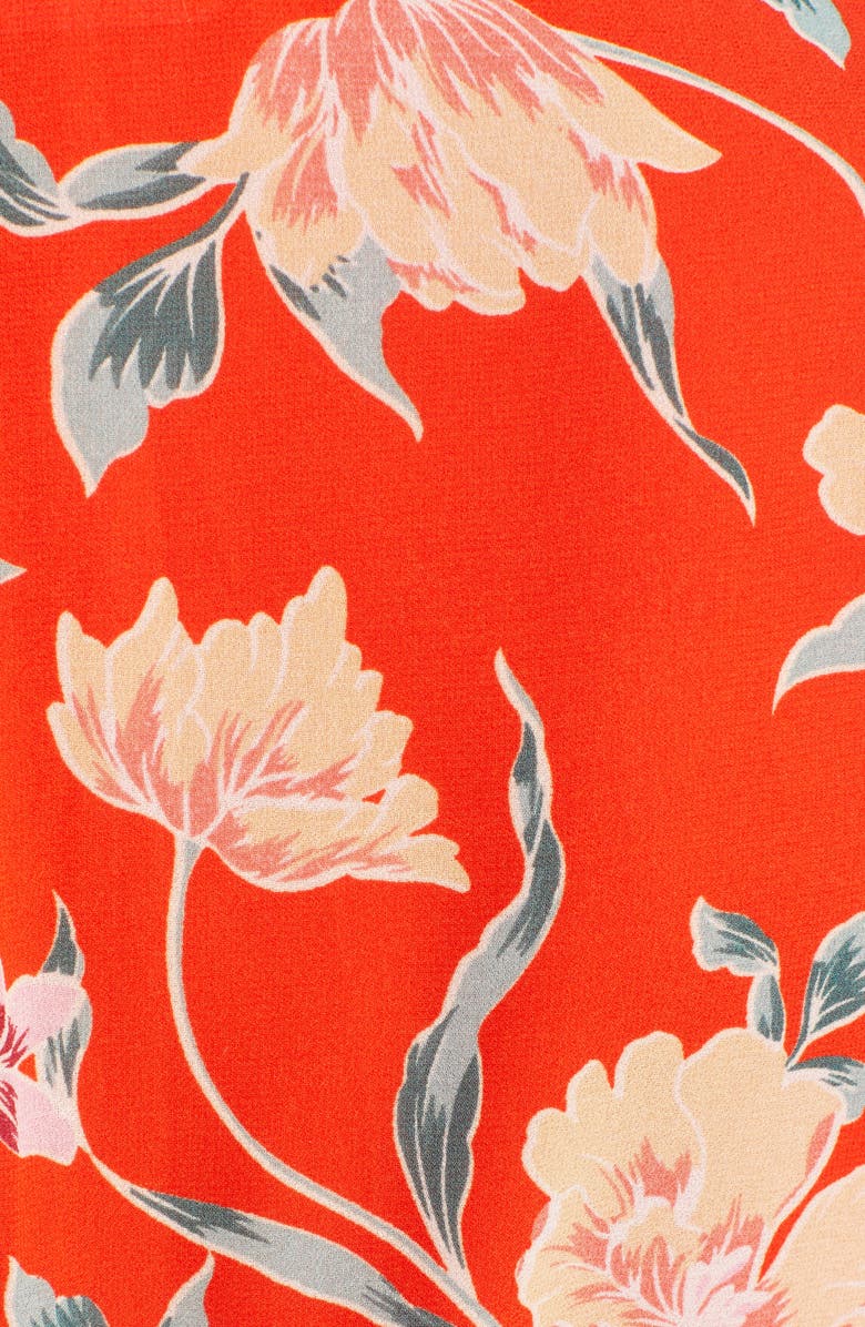 ASTR the Label Floral Pleated Sleeve Wrap Blouse, Alternate, color, Red/ Peach Floral