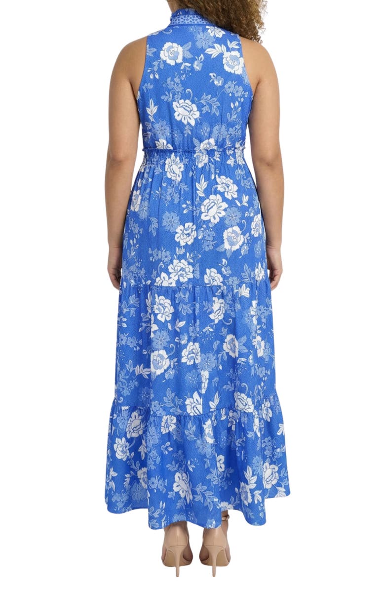 London Times Floral Print Tiered Maxi Dress, Alternate, color, Blue/ White
