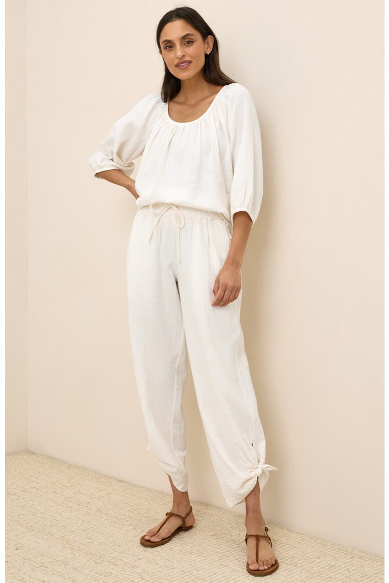 Organic Cotton Coastal Double Gauze Split Hem Pant, Alternate, color, Sea Salt