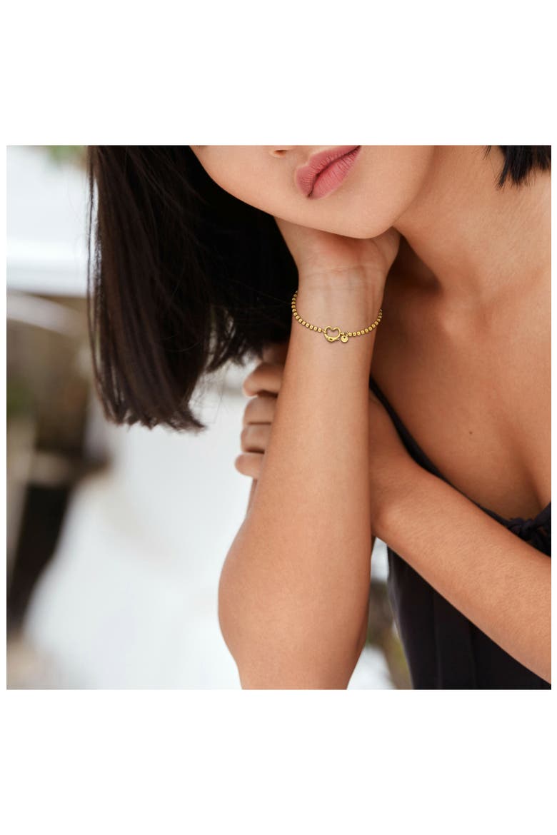 Open Heart Bead Link Bracelet, Alternate, color, GOLD