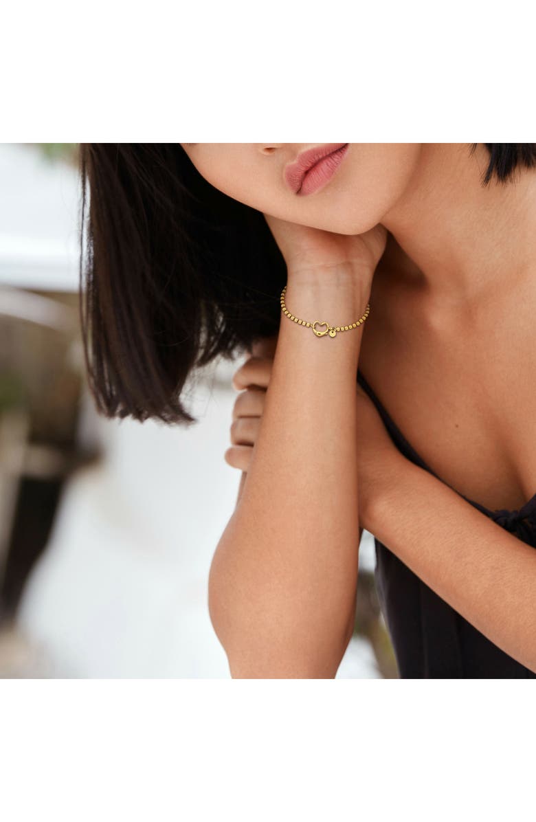 DELMAR Open Heart Bead Link Bracelet, Alternate, color, Gold