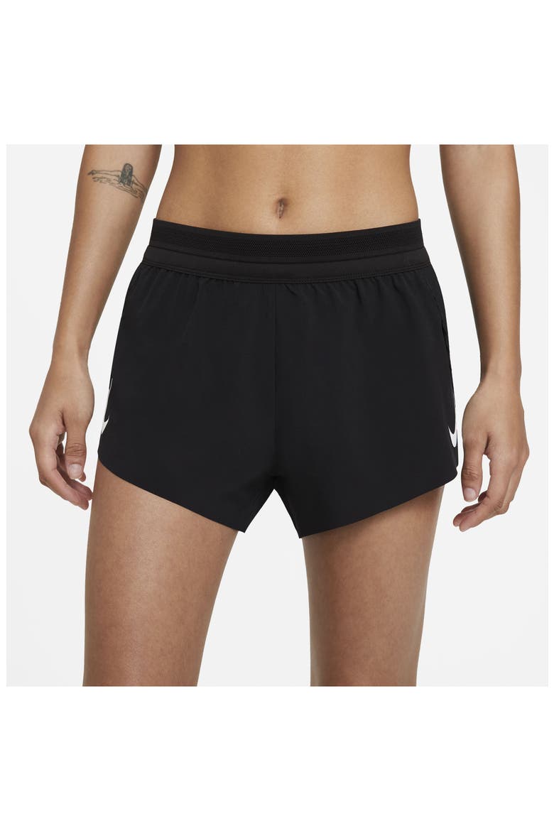 AeroSwift Running Shorts, Alternate, color, BLACK/ WHITE