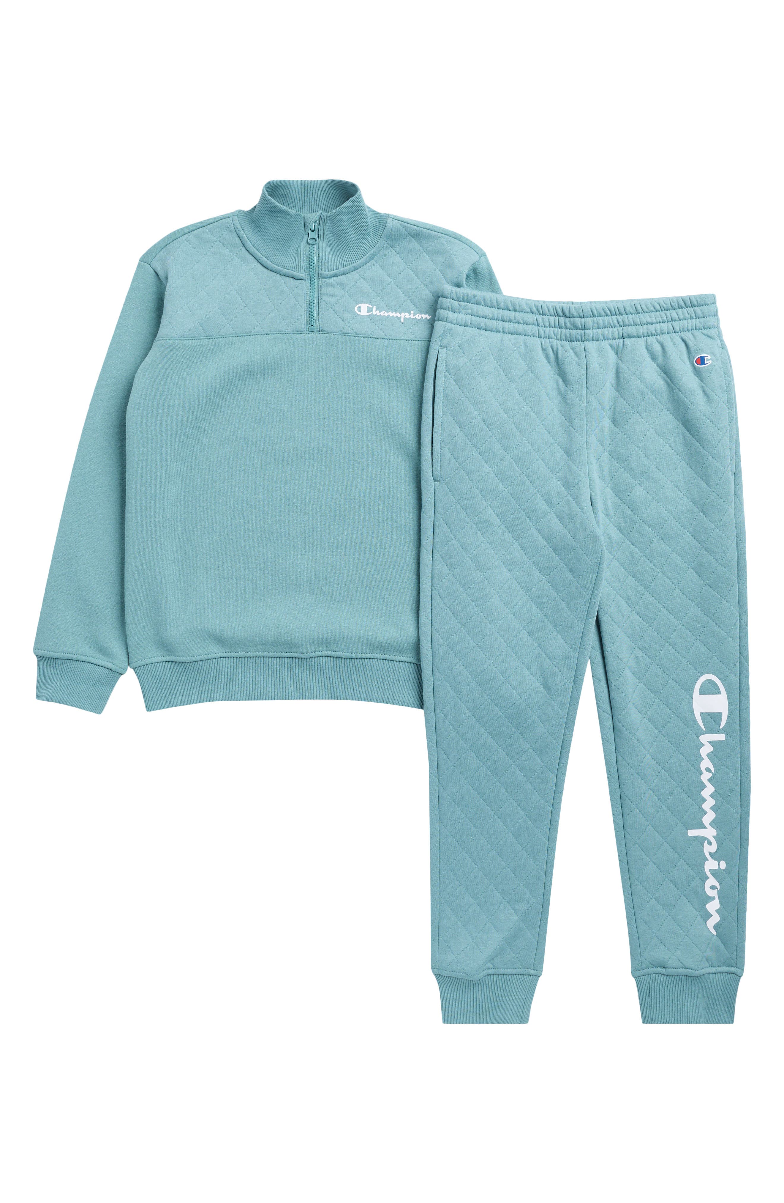 Kids' Quilted Quarter Zip Pullover & Joggers Set