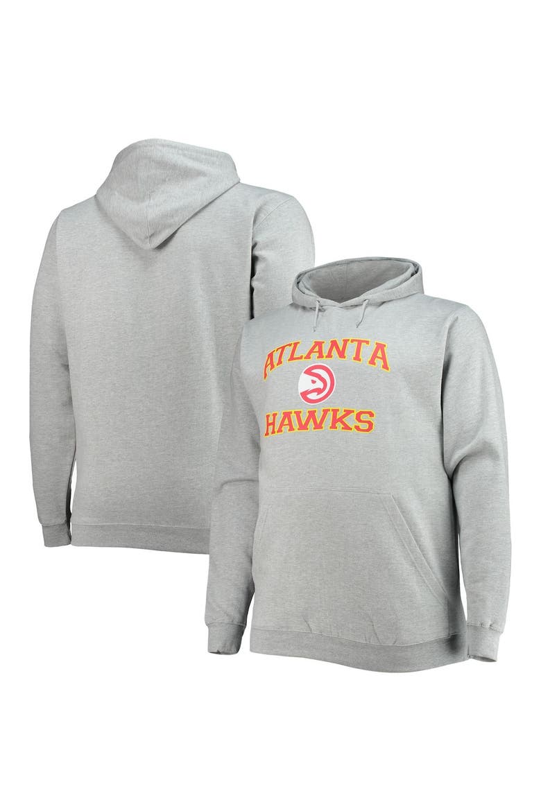 Men's Heathered Gray Atlanta Hawks Big & Tall Heart & Soul Pullover Hoodie, Main, color, Heather Gray