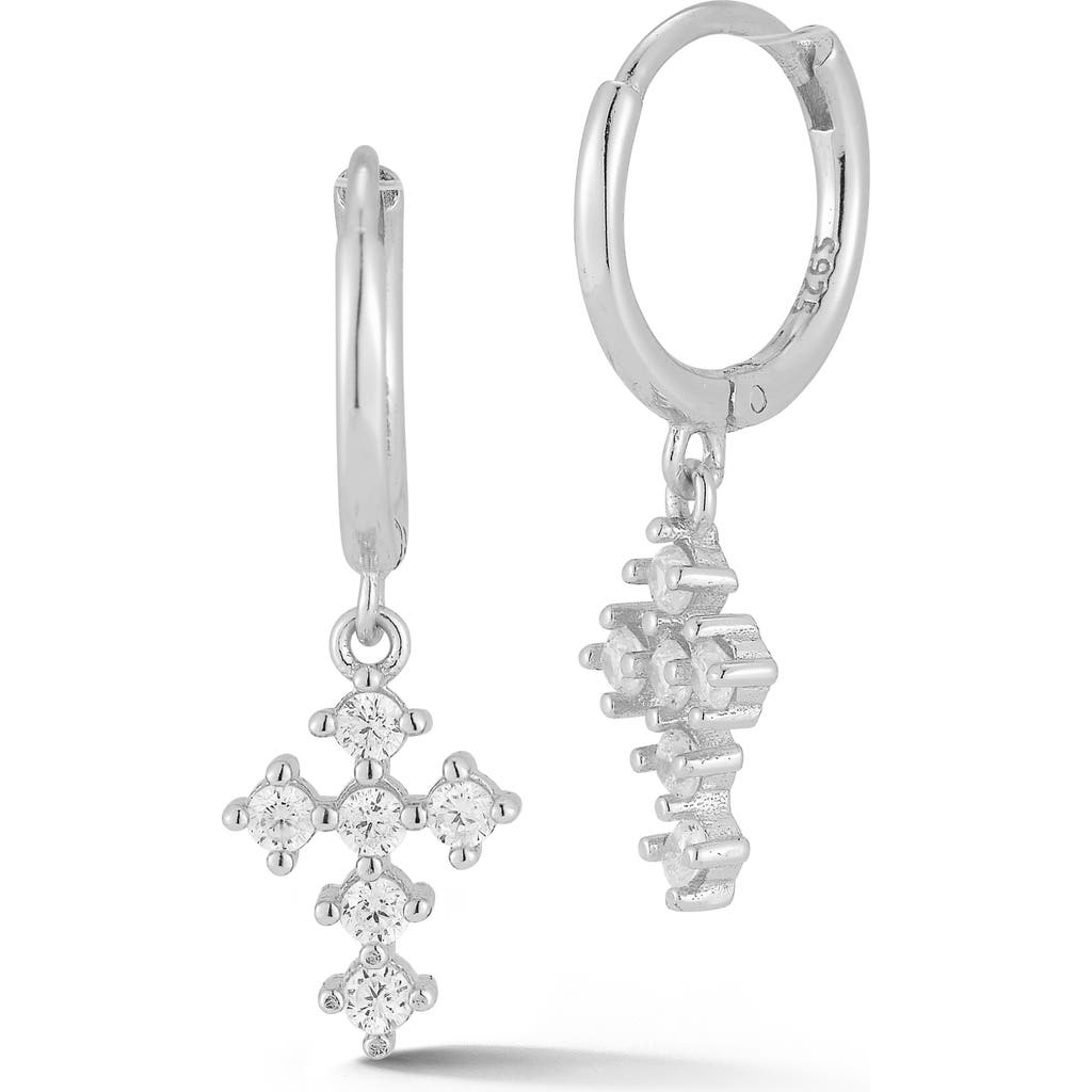 Glaze Jewelry Cross Huggie Hoop Earrings In Silver