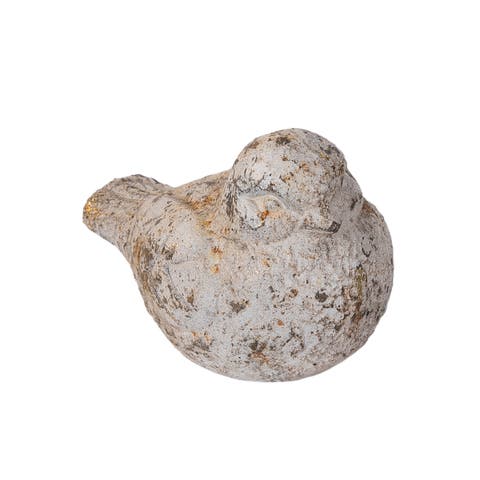 Vintage White Cement Sitting Bird Figurine 5.5"