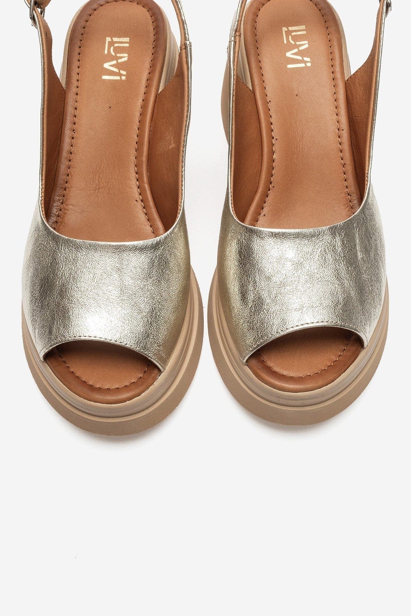 Laure Leather Wedge Sandal, Alternate, color, Gold