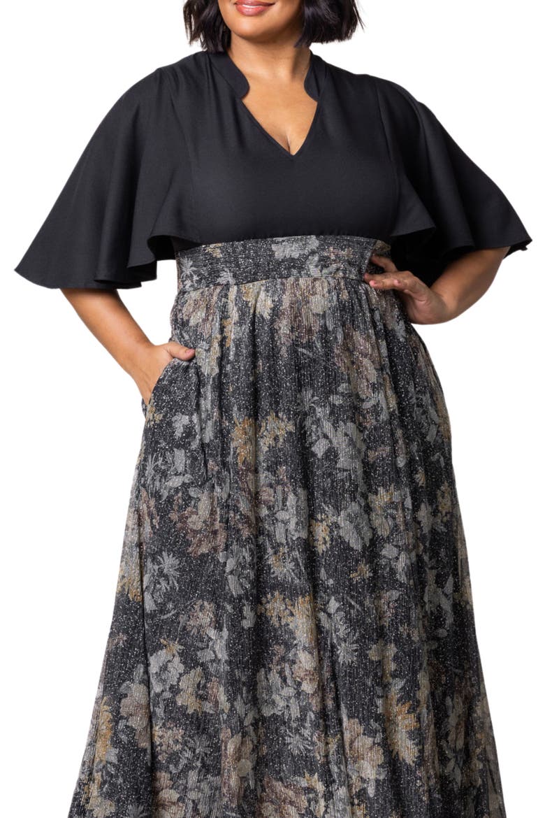 Avisa Flutter Sleeve Maxi Dress, Alternate, color, GILDED FLORALS