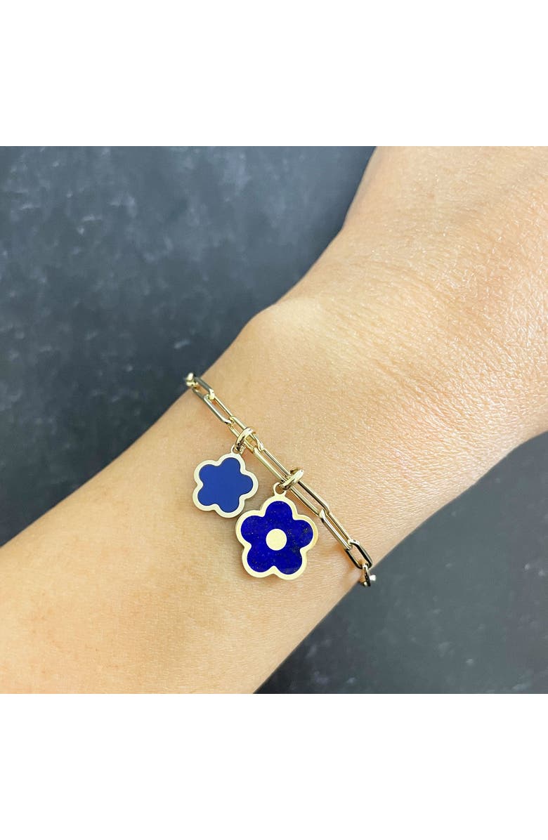 The Lovery Fine Jewelry Lapis Cherry Blossom Charm, Alternate, color, Lapis