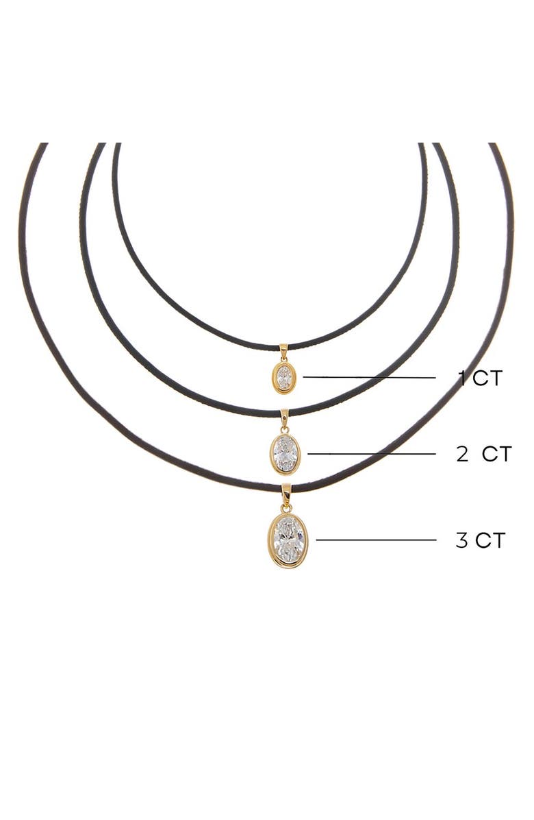 BY ADINA EDEN Lab Grown Diamond Oval Bezel Brown Leather Chain Necklace 14K, Alternate, color, Brown - 3 Carat