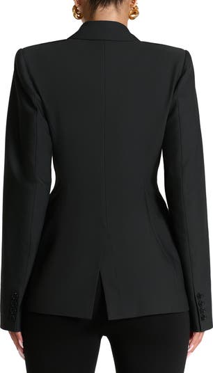 Power Shoulder Tie Waist Blazer