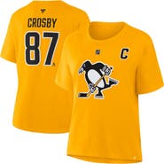 FANATICS Women's Fanatics Sidney Crosby Gold Pittsburgh Penguins Authentic Stack Name & Number T-Shirt