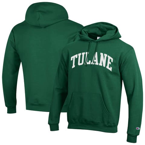Men's Champion  Green Tulane Green Wave Basic Arch Fleece Pullover Hoodie