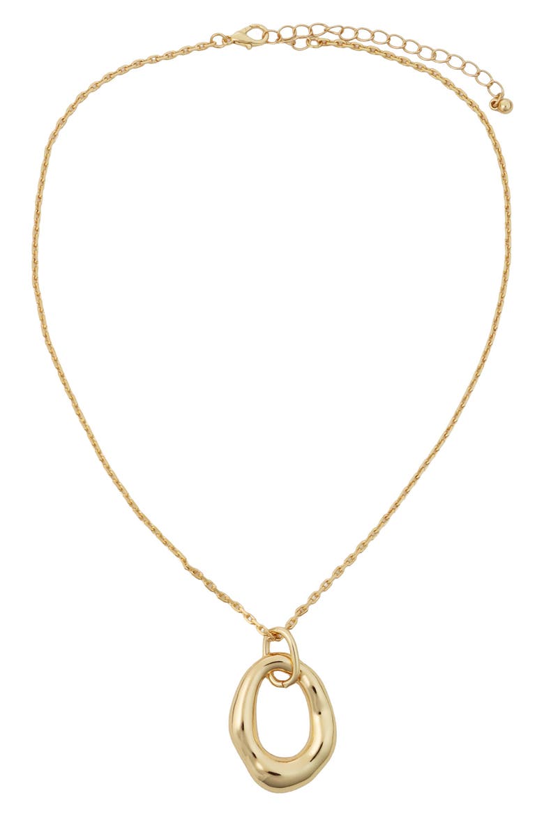 Hammered Circle Pendant Necklace, Alternate, color, GOLD