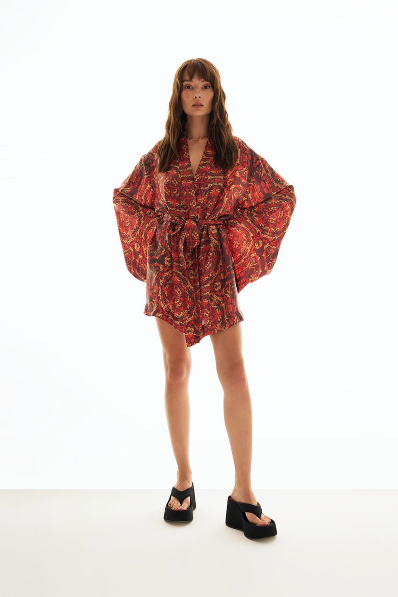 ABSTRACT OPEN CARDIGAN, Alternate, color, Red / Brown