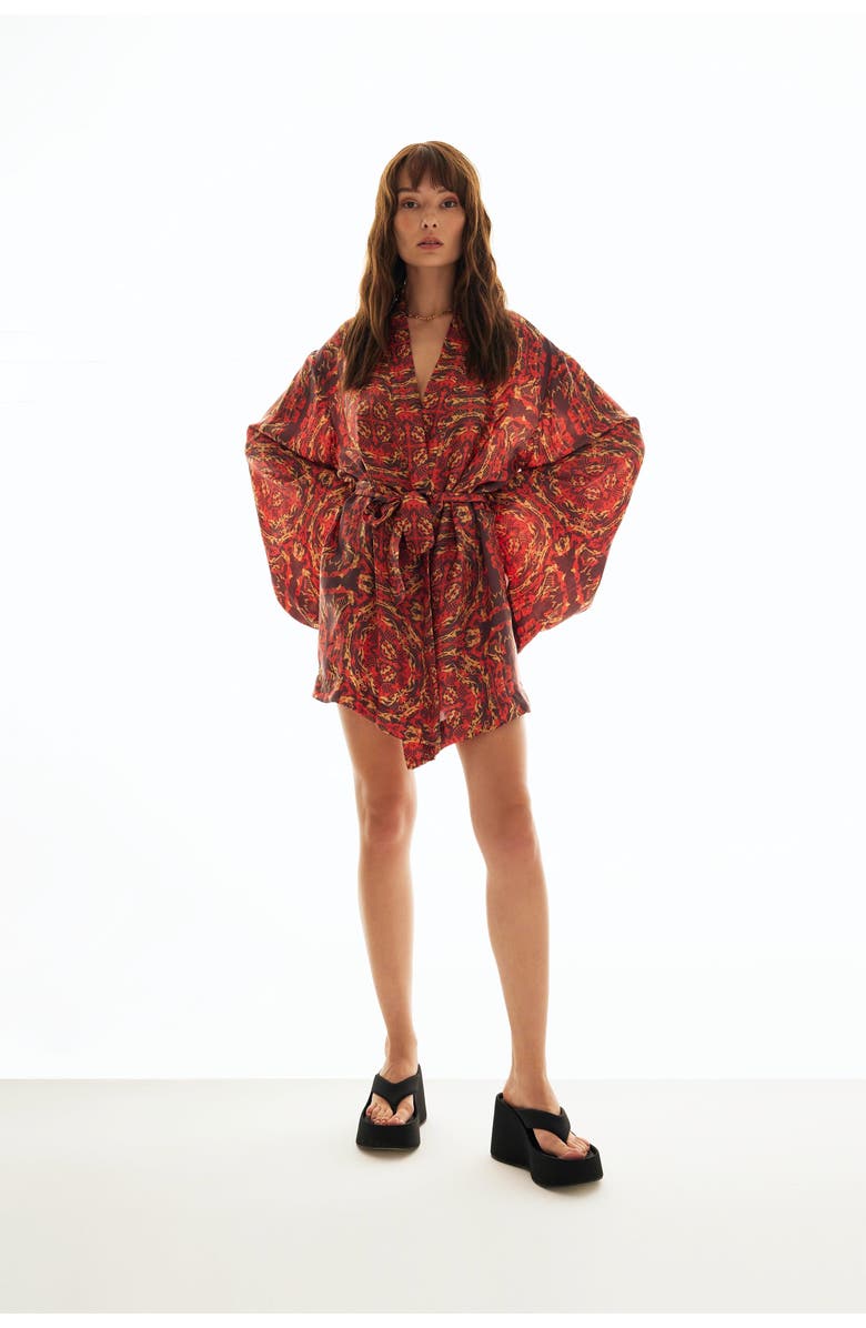 Je Te Veux ABSTRACT OPEN CARDIGAN, Alternate, color, Red / Brown