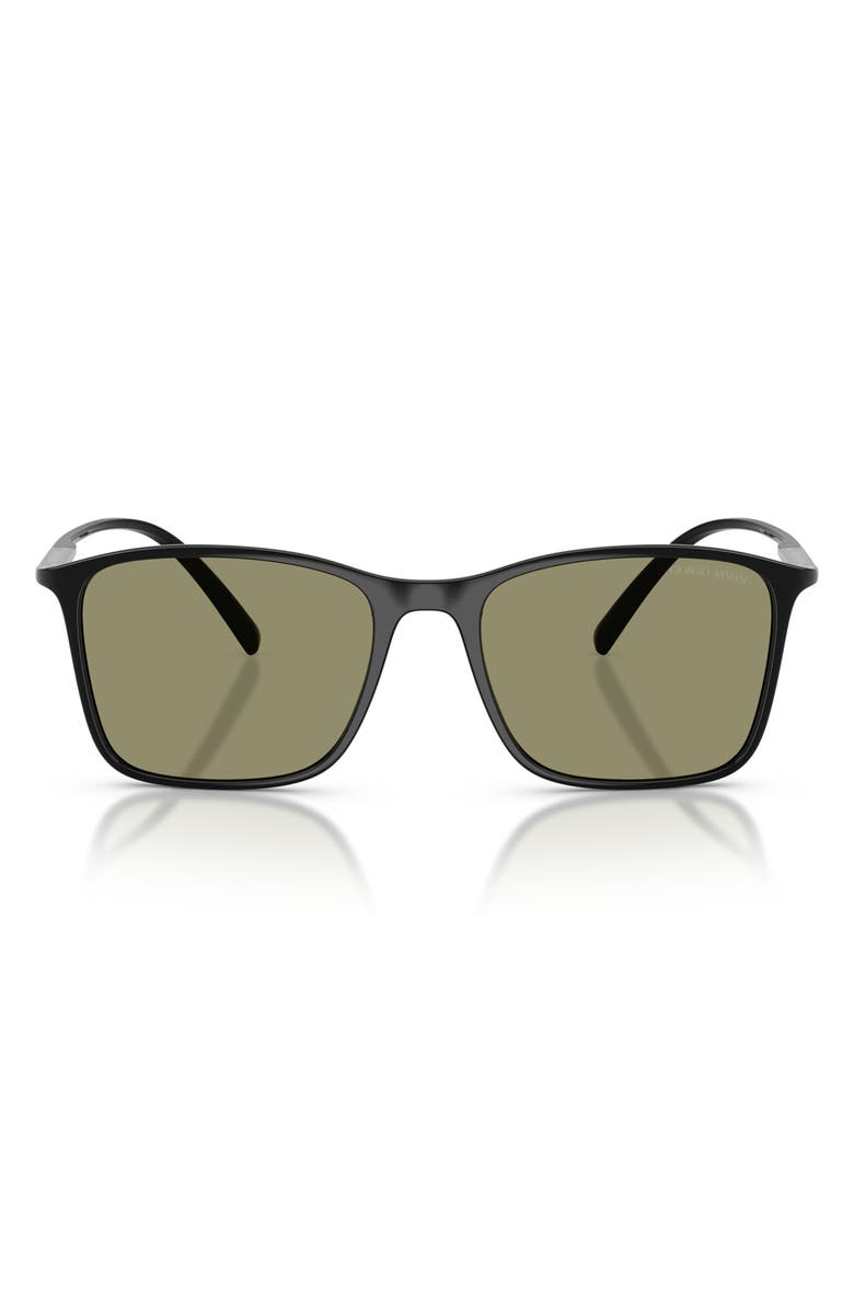 ARMANI 54mm Square Sunglasses, Main, color, Black / Green