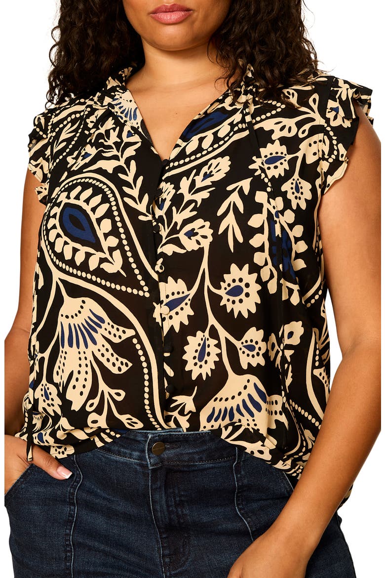 Living It Up Cap Sleeve Top, Alternate, color, SHAPESHIFT BLACK