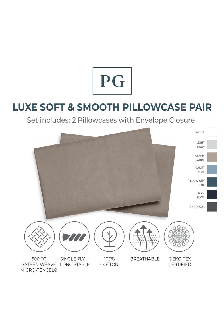 Set of 2 Luxe Soft 'n Smooth Tencel® Lyocell Pillowcases, Alternate, color, SANDY TAUPE