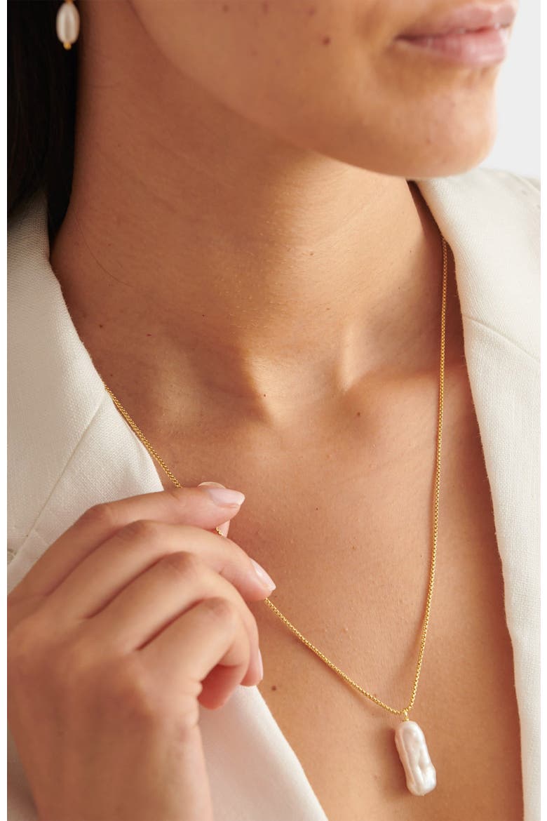 Pearl Lustre Lariat Necklace, Alternate, color, Gold