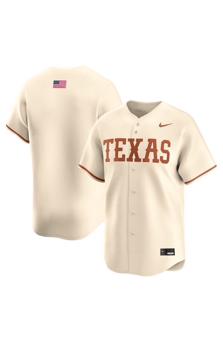 Nike Men's Nike Cream Texas Longhorns Alternate Limited Baseball Jersey, Main, color, Cream