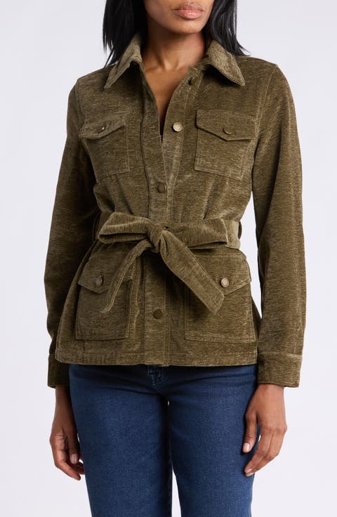Chenille Belted Utility Jacket