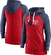 Nike Women's Nike Heather Red/Heather Navy Minnesota Twins Split Wordmark Gym Vintage Raglan Lightweight Full-Zip Hoodie